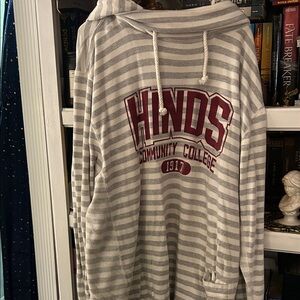 Striped Hoodie with Hinds Community College Logo